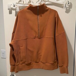 Varley Vine Half Zip Ottoman Sweatshirt Womens Large Rust Funnel Collar Pullover